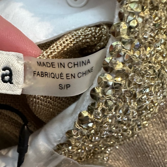 Alice+Olivia Dia Gold Metallic Sweater with Removable Embellished Collar - Small - Picture 4 of 15